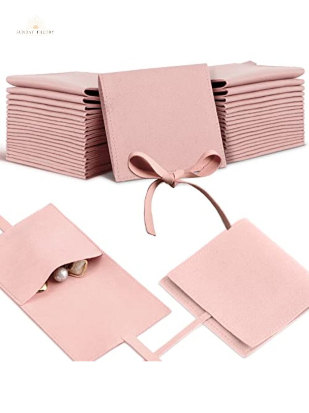 40-Piece Microfiber Jewelry Pouches with Drawstring, 3.15x3.15 Inch Gift Bags